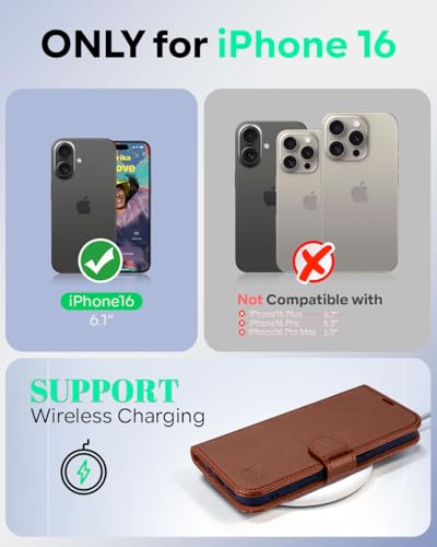 OCASE for iPhone 16 Case, PU Leather Wallet, Magnetic Flip Folio Cover with RFID Blocking, Card Holders, Shockproof TPU - Image 2