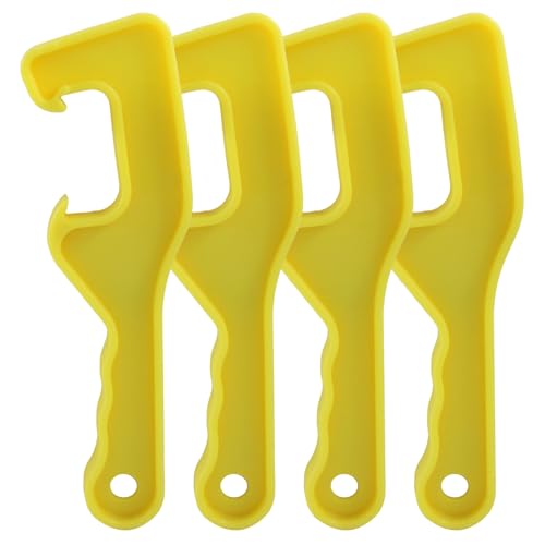 Hordion 4PCS Bucket Opener Tool 5 Gallon, Plastic Paint Can Opener Pail Lid Lifter Wrench Tool Lid Remover for Home Industrial Use, Yellow