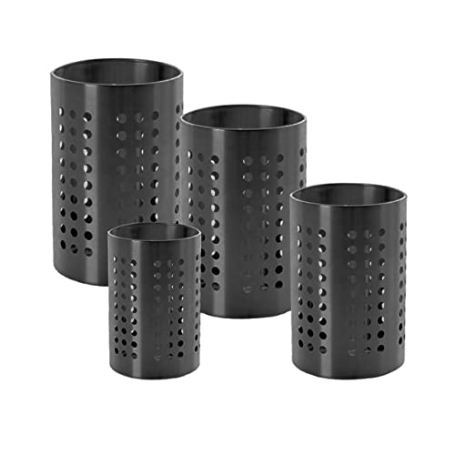 Image of finality Stainless Steel Multipurpose Cutlery, Pen and Spoon Holder - Pack of 4 (Black Color) in Size 7, 8, 9, and 10 cm - The Ultimate Solution for Demanding Home and Office Environments!