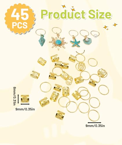 Image of 45Pcs Golden Hair Braid Accessories for Women, Hair Jewellery for Women, Braid Hair Accessories, Boho Hair Chain Accessories for Women Girls, Hair Beads for Women, Hair Beads for Kids Girls