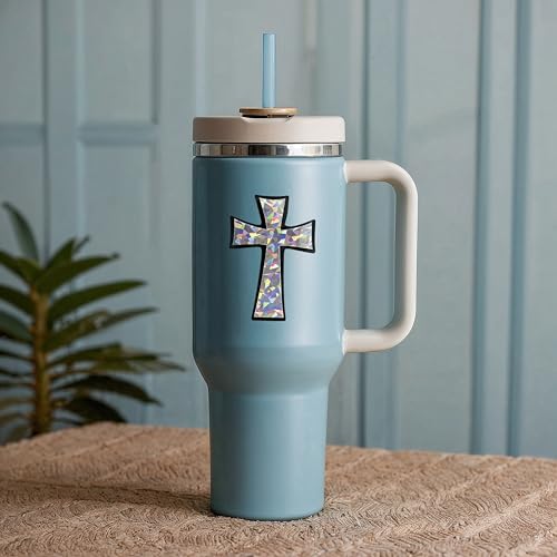 Image of Elektroplate Christian Tapered Cross Reflective Decal (3.25 inch x 2.5 inch) Premium Automotive-Grade All Weather Sticker for Car, Water Bottle, Laptop, Phone & More | Made in the USA