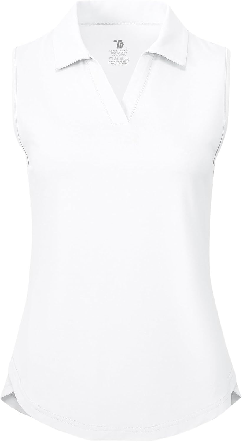 BGOWATU Women's Sleeveless Golf Polo Shirts Collared V Neck Tennis Tank Tops UPF 50+ Quick Dry Lightweight