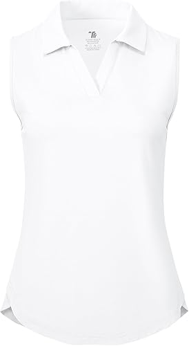 BGOWATU Women's Sleeveless Golf Polo Shirts Collared V Neck Tennis Tank Tops UPF 50+ Quick Dry Lightweight