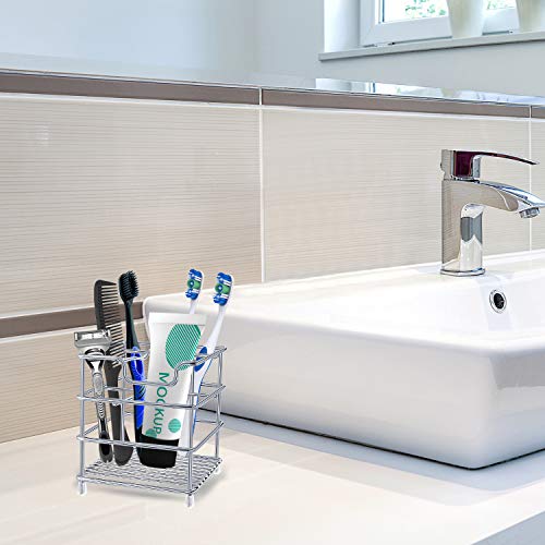 Toothbrush Holders for Bathrooms Stainless Steel Rustproof Toothbrush and Toothpaste Holder Organizer Tooth Brush Storage Stand