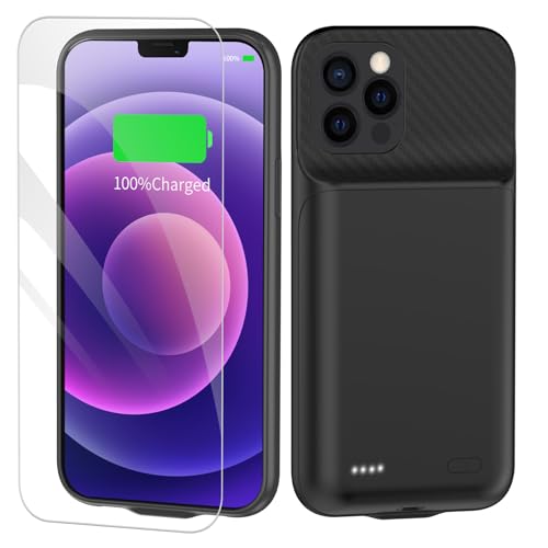 TAYUZH 13800mAh Battery Case for iPhone 12/12 Pro (6.1 inch) Upgraded Portable Protective Charger Rechargeable Extended Battery Charging Case Black