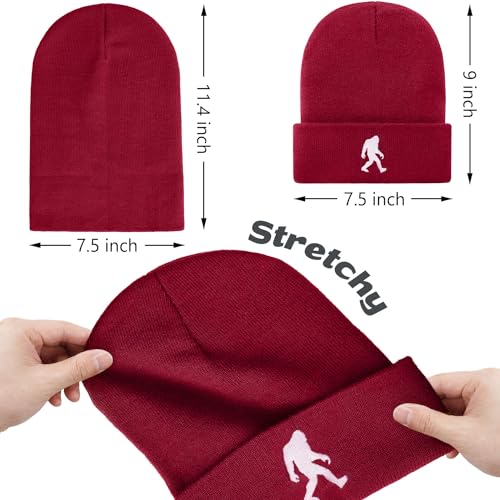Image of Bigfoot Beanie for Men - Sasquatch Hat Winter Knit Cuffed Beanie for Women - Bigfoot Gifts for Christmas & New Year