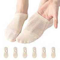 Women's No-Show Socks — Summer Cotton Mesh Breathable Anti-Slip Soft Wicking Invisible Socks 6PCS Comfortable Fit for Loafer Flats