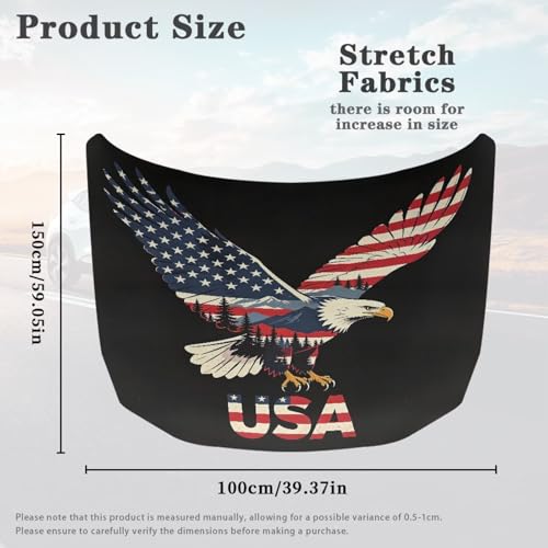 Image of Car Hood Cover, Bald Eagle Design, Stretchable Car Hood Protector, Auto Patriotic Decorations, Waterproof Sun-Proof Automotive Exterior Accessories