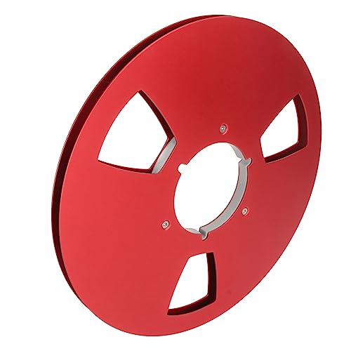 10.5 Inch 1/4 Open Reel Audio Takeup Spool, Red 3 Hole Aluminum Empty Tape Reel for Professional Sound Recording Studio Equipment Vintage Audio Restoration