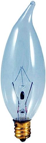 Bulbrite 40CFC/32/3 40 Watt Incandescent Flame Tip CA10 Chandelier Bulb Candelabra Base Clear 500 Ct