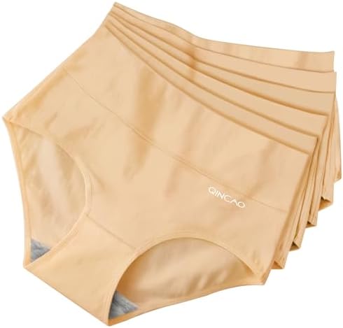 QINCAO Unterhosen Damen, Hohe Taille 6er Pack aus Baumwolle,Atmungsaktiv | Damenslips Baumwolle Mehrpack, Bequem und Atmungsaktiv, Stretch Panties Weich, Doppellagiger Schritt, Ohn