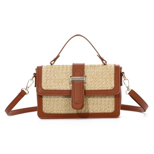 Fecialy Straw Purses for Women Straw Crossbody Bags Beach Handbag Summer Raffia Purses Woven Shoulder Clutch Bag