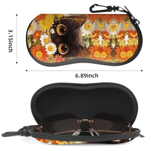 Image of Sunglasses Soft Case, Cute Ultra Light Portable Neoprene Zipper Eyeglass Glasses Case with Belt Clip for Men Women