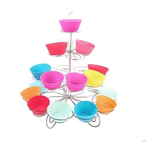 Trimming Shop 3 Niveles Espiral Metal Soporte Cupcakes - 13 Mini Pastel Expositor - para Fiestas Y Ocasiones - 4 Niveles, 4 Tier