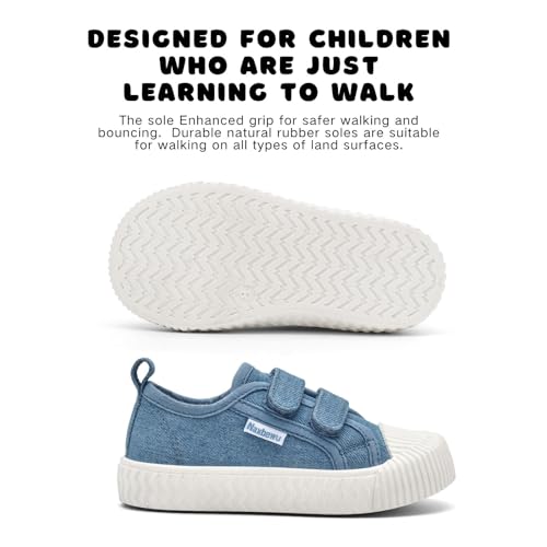 Toddler Boys & Girls Sneaker Adjustable Slip On Canvas Hook and Loops Walking Shoes,Size 5-124