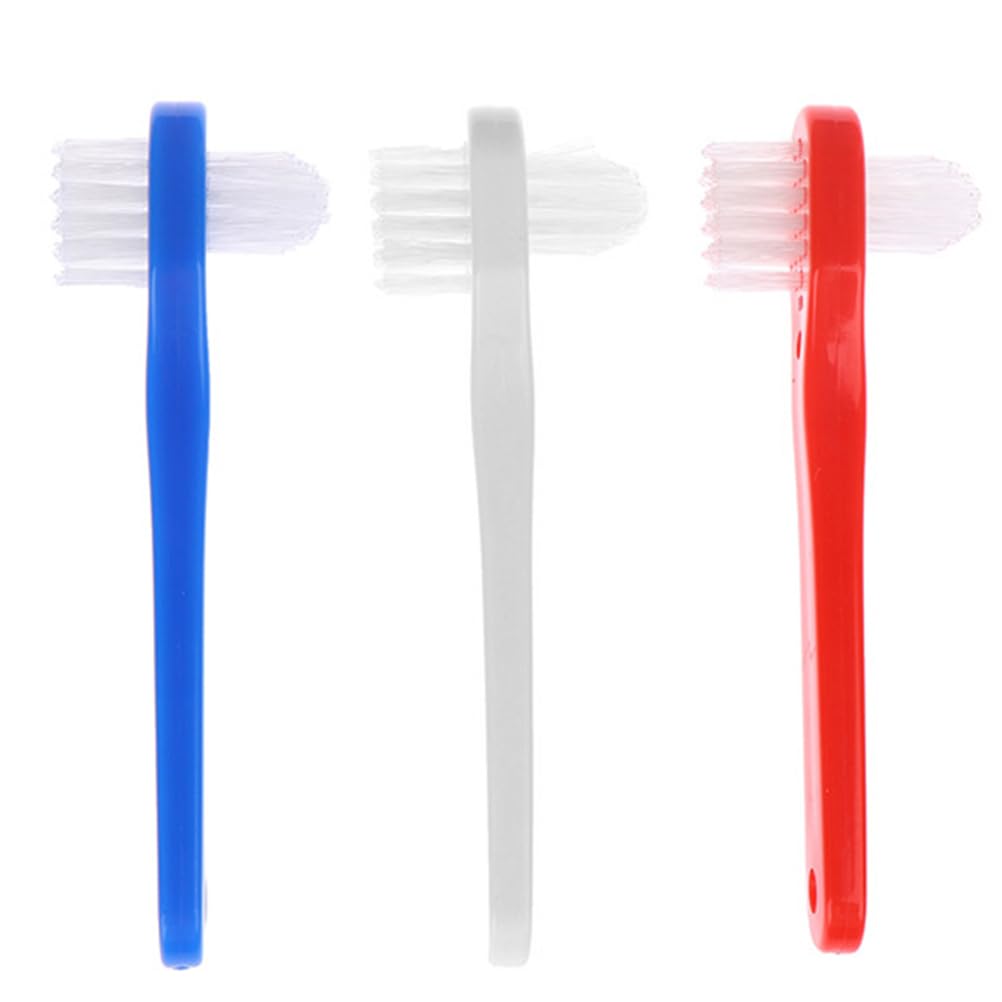 GLEAVI Denture Cleaning Toothbrush for Adults Compact 4 33 Inch T-Shaped Brush with Medium Bristles for Effective Denture