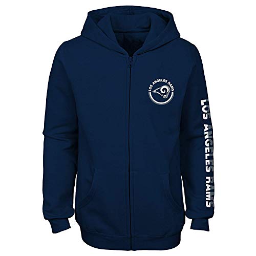 NFL Los Angeles Rams Youth Girls "Brilliant" Full Zip Fleece Hoodie, Navy, Youth Medium(10-12)