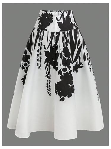 GORGLITTER Women's Bow Midi Skirt Y2K Floral Print Tie Belted High Waist A Line Flowy Skirts Casual Dressy2