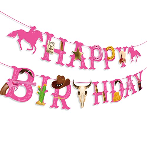 Cowgirl Themed Party Decorations - Cowboy & Cowgirl Birthday Banner for Horse Birthday Party, Baby Shower & Western Party Supplies