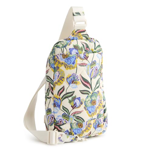 Image of Vera Bradley Women's Featherweight Lorman Sling Backpack - Water Resistant Crossbody Purse for Travel, Work - Gardenia Garden