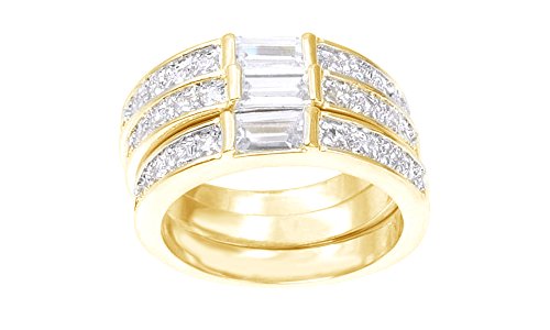 AFFY White Cubic Zirconia Engagement & Wedding Bridal Ring Set in 14k Yellow Gold Over Sterling Silver (1.25 Cttw)