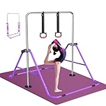 FBSPORT Gymnastics Bar with Mat, Folding Horizontal Bar Gymnastics Equipment for Kids Home Training, Expandable Gymnastics Training Bar Junior with Adjustable Height for Girls Boys