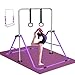 FBSPORT Gymnastics Bar with Mat, Folding Horizontal Bar Gymnastics Equipment for Kids Home Training, Expandable Gymnastics Training Bar Junior with Adjustable Height for Girls Boys