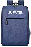 PS5 Backpack Laptop Travel Bag, Waterproof Nylon Travel with USB Connector, Game Console Carry Case...