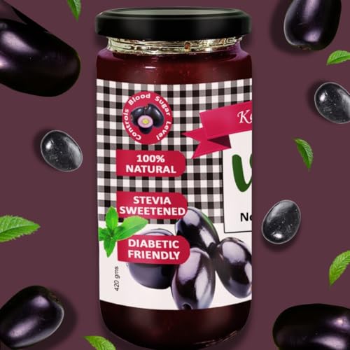Image of Vistevia Sugar Free Kala Jamun Jam, Diabetic and Keto Friendly - Sweetened Naturally with Stevia, More Than 60% Jamun Content - Tastes Delicious - Pack of 1 (420GM)