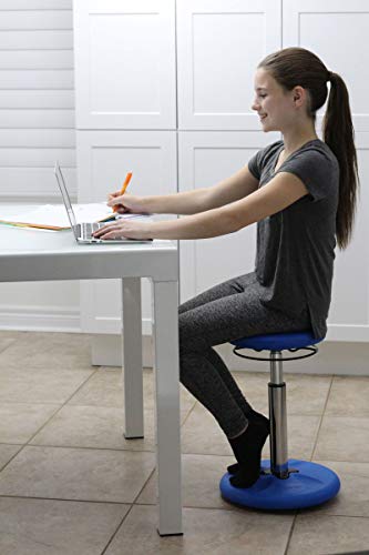 Image of Kore Kids Adjustable Wobble Stool, Ages 6-11, 14-19in Tall, Pale Blue | Flexible seating for classroom and home boosts focus, improves posture and channels energy; anti-tip base; Made in USA