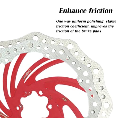 Yongness Bicycle Brake Disc 140mm 160mm 180mm 203mm Bicycle Disc Brake Disc with 6 Screws Suitable for Road Bikes Mountain Bike BMX MTB (Red 203mm) - Image 3