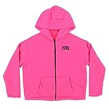 Victoria's Secret Pink Hoodie Reversible Sherpa Full Zip Sweatshirt (L, Pink)