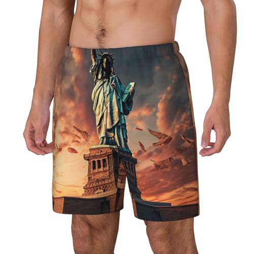 Statue of Liberty in NYC Print Men Stylish Functionality Swim Trunks Breathable Beach Shorts Surfing Gym Fishing2