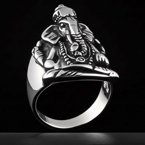 Image of THE MEN THING COSMIC GANPATHI RING - Pure Stainless Steel Men's Steel-Plated Ring - Statement Luxury Jewelry (Size : 16-22-24-27)