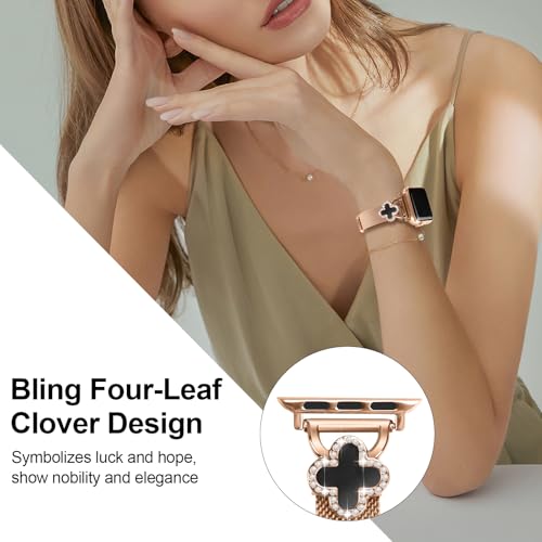 Joyozy Slim Metal Band Compatible with Apple Watch Band 38mm 40mm 41mm 42mm 44mm 45mm 46mm 49mm Skinny Magnetic Strap with Bling Charms, Cute Stainless Steel Band, Dressy Thin iWatch Bracelet for Women