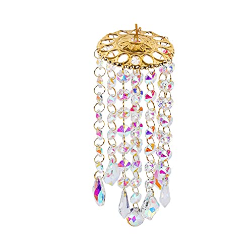 Lustre à prisme en cristal coloré suspendu pour jardin et décoration de terrasse extérieure