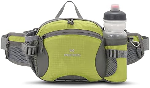 Peicees Hiking Fanny Pack Large Waist Bag for Men Women with Bottle Holder Water Resistant Lumbar Pack for Hiking Camping Fishing Outdoor (Bottle Not Included)