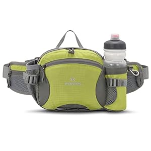 Peicees Hiking Fanny Pack Large Waist Bag for Men Women with Bottle Holder Water Resistant Lumbar Pack for Hiking Camping Fishing Outdoor (Bottle Not Included)