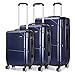 Produktbild Kono Trolley Koffer Leicht Reisekoffer Reisekofferset Gepäckset Kofferset 4 Zwillingsrollen Hartschale (Dunkelblau, Set(M/L/XL))