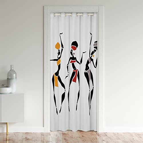 Cortina de puerta de mujer africana, 132 x 203 cm, para puerta de privacidad, patrón africano, cortina de armario para puerta interior, separador de ambientes, para sala de estar, étnico, afro, 30 % -