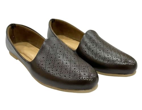 Image of Punjabi Mojaris Mens Shoes Cream Wedding for Groom,Traditional Indian Footwear Ethnic Peshawari Slippers