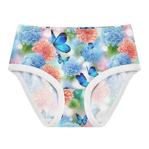 Joisal Funny Girls Underwear Toddlers 2t Cotton Panties Little Girl Blue Hydrangeas Blue Butterflies Briefs Girls Undies