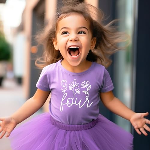 Floral 4th Birthday Shirt for Little Girls Fourth Birthday Outfit2