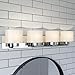 Design House Dove Creek Bathroom Light Fixtures - Traditional 4-Light Vanity Lights for Bathroom - Dimmable Vanity Lights with Frosted Glass – Polished Chrome, 589671
