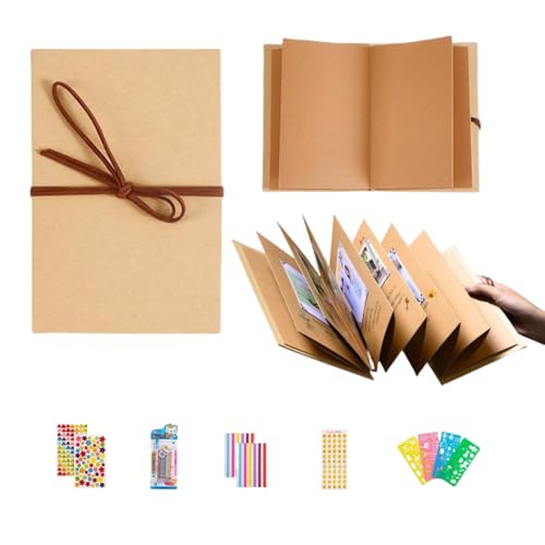 El Mejor Listado de Albumes para comprar online. 42 Álbum de fotos DIY Scrapbook - Álbum de fotos plegable tipo acordeón - Libro de recuerdos con páginas Kraft de tapa dura para viajes, aniversarios, bodas y San Valentín...
