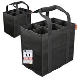 ATHLON TOOLS Flaschentaschen 2er Set 6 Fächer je 1,5L – Faltbare, Wasserabweisende Einkaufstaschen mit Trennwänden und Griffen – Flaschenträger für Wasser, Wein & Bier – Schwarz