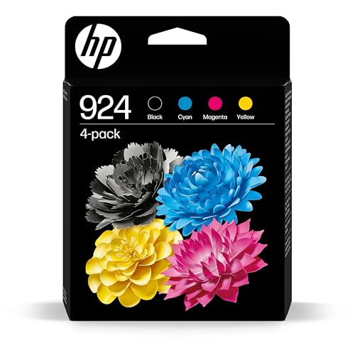 HP 924 (‎6C3Z1NE) Original Druckerpatrone 4er Pack, 1xSchwarz, 1xCyan, 1xMagenta, 1xGelb OfficeJet Pro 8124e, 8122e, 8132e, 8135e, 8134e, 8125e