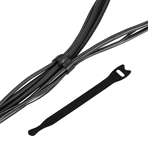 Image of 100Pk Reusable Cable Ties Cable Straps, Trilancer 6''x0.47'' Thin Wire Cord Organization Ties with Hook and Loop for Home, Office and Data Centers(Black)