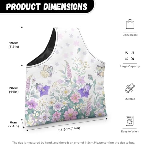 Image of ZUXONGSY Wildflower Knitting Bag Yarn Bags for Crocheting Butterfly Floral Yarn Storage Organizer for Crochet