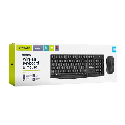 styletech MK200 Wireless Keyboard and Mouse Bundle - PC Compatible, Black